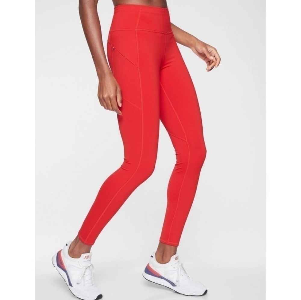 Athleta High-Rise Red Pocket Leggings
